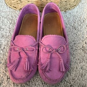 Coach Nadia tassel bow driver leather pink purple lilac moccasins size 8B